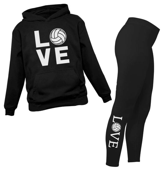 Tstars Volleyball Hoodie & Legging Set - Matching Outfit for Teen Girls & Women - Gifts for Players, Coaches & Fans