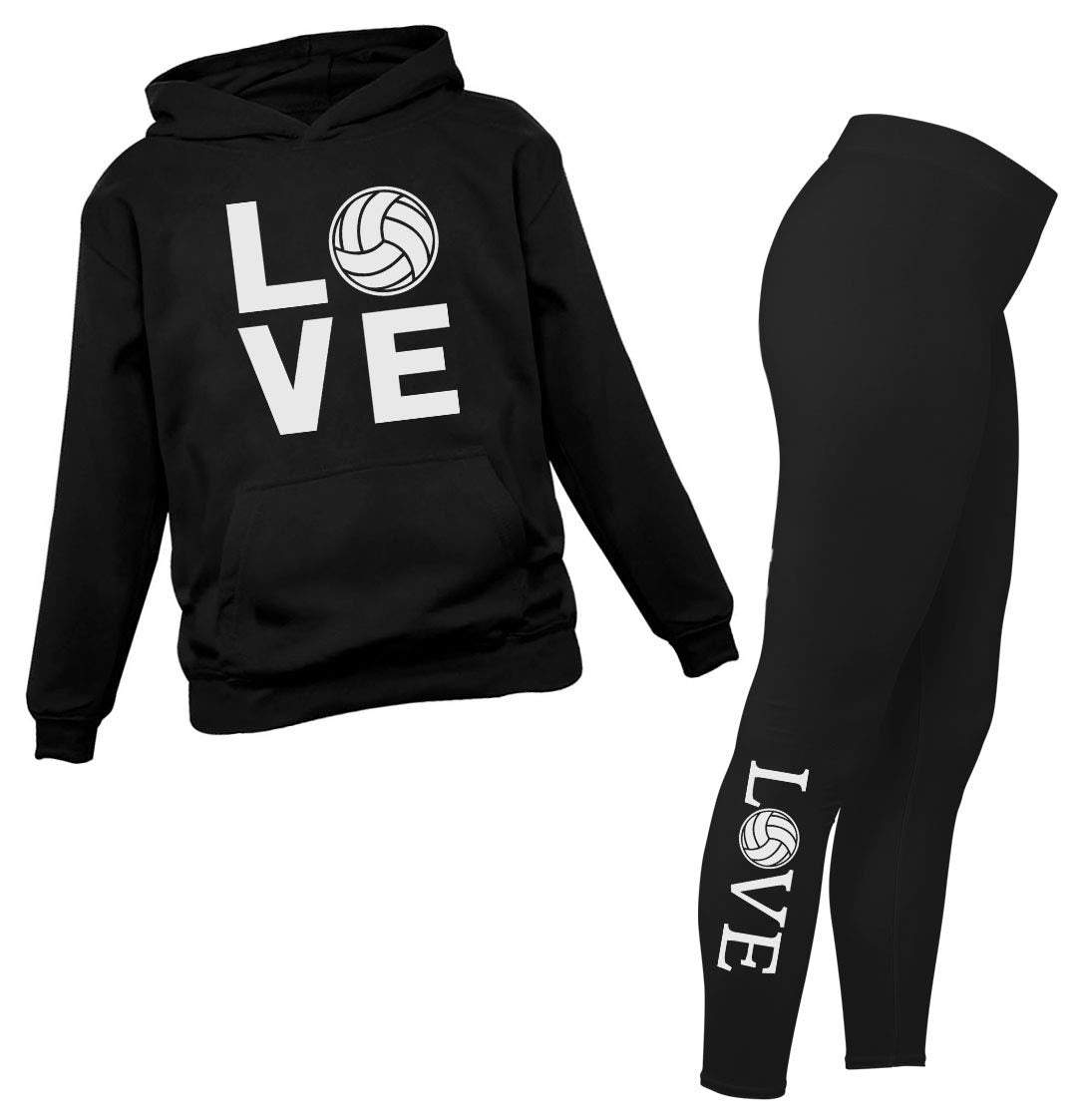 Tstars Volleyball Hoodie & Legging Set - Matching Outfit for Teen Girls & Women - Gifts for Players, Coaches & Fans