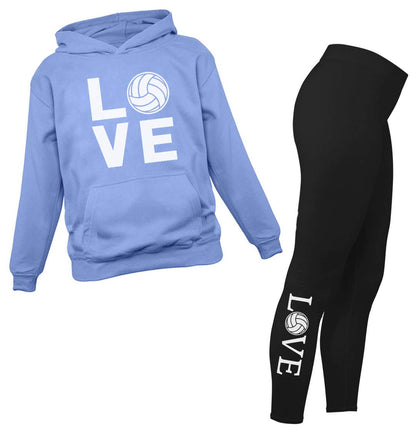 Tstars Volleyball Hoodie & Legging Set - Matching Outfit for Teen Girls & Women - Gifts for Players, Coaches & Fans