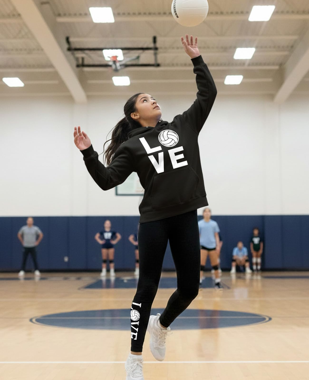 Tstars Volleyball Hoodie & Legging Set - Matching Outfit for Teen Girls & Women - Gifts for Players, Coaches & Fans