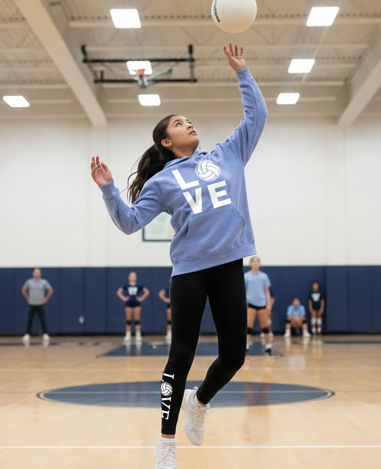 Tstars Volleyball Hoodie & Legging Set - Matching Outfit for Teen Girls & Women - Gifts for Players, Coaches & Fans