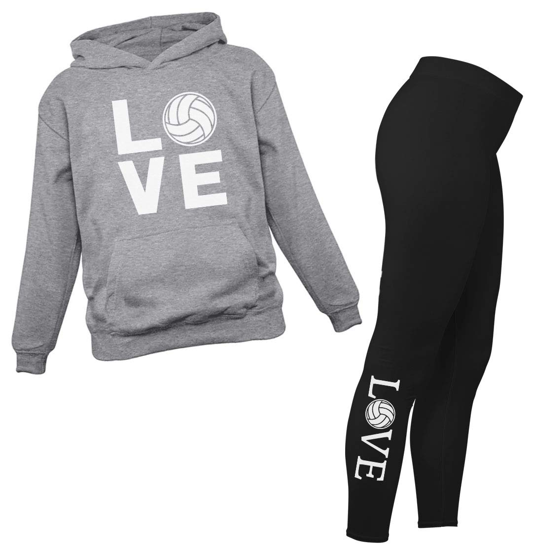 Tstars Volleyball Hoodie & Legging Set - Matching Outfit for Teen Girls & Women - Gifts for Players, Coaches & Fans