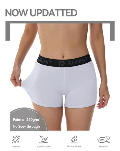 Runhit 3" Volleyball Shorts Womens 3 Pack Compression Shorts for Women Spandex Shorts Women Workout Athletic Yoga Gym