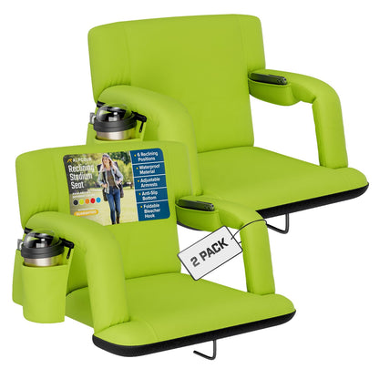 Alpcour Stadium Seats with Back Support for Bleachers – Wide Bleacher Chairs with Thick Padded Cushion, Armrests, Side Pockets, & Shoulder Straps – Best Portable Seat Chair for Sports Events