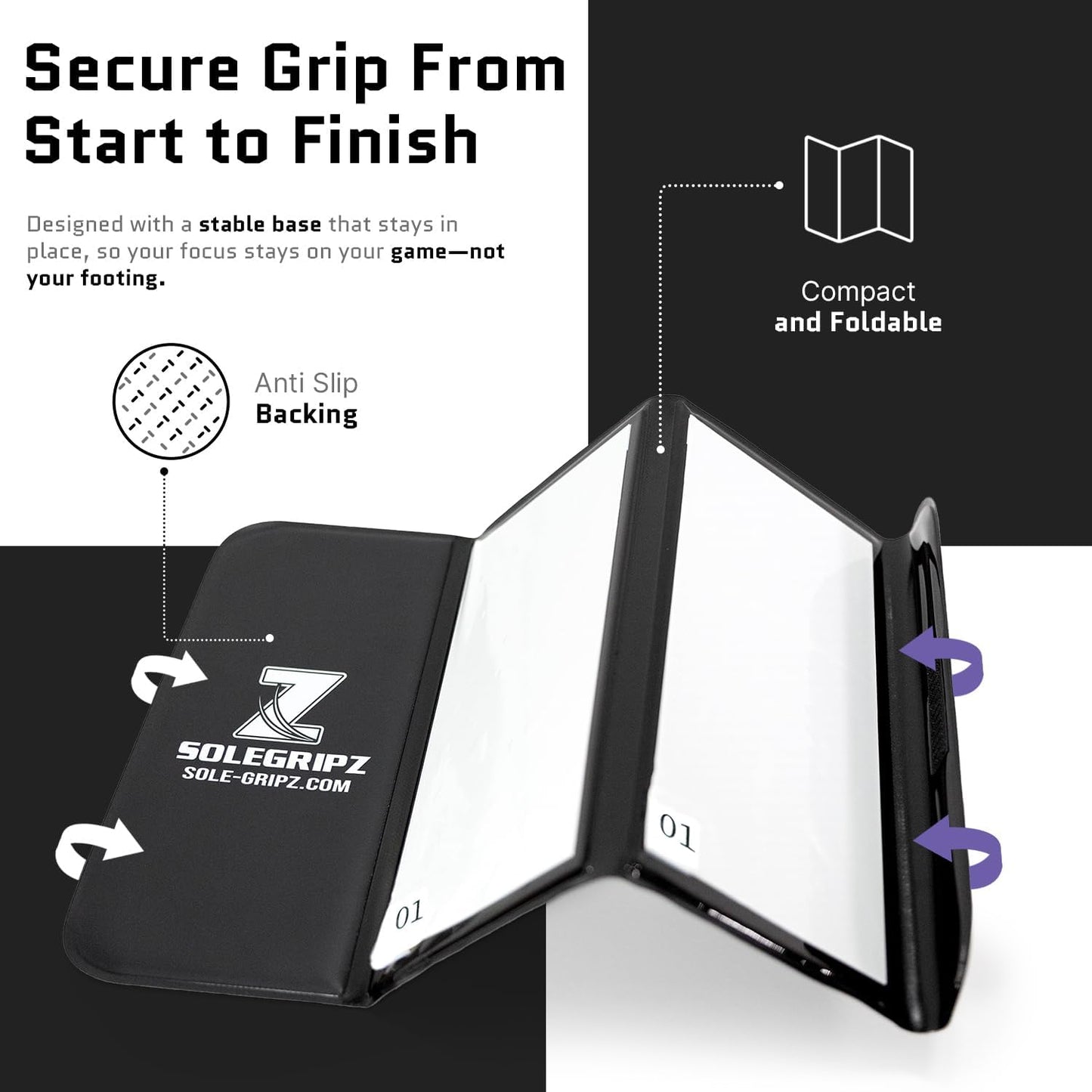 Portable Basketball & Volleyball Sticky Mat by Sola Athletics– Foldable, Reusable, Non-Slip Traction Board for Court Shoe Grip – Perfect for Hardwood Floors –60 Sticky Sheets