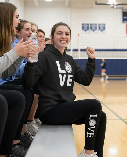 Tstars Volleyball Hoodie & Legging Set - Matching Outfit for Teen Girls & Women - Gifts for Players, Coaches & Fans