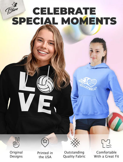 Tstars Volleyball Hoodie & Legging Set - Matching Outfit for Teen Girls & Women - Gifts for Players, Coaches & Fans
