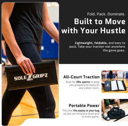 Portable Basketball & Volleyball Sticky Mat by Sola Athletics– Foldable, Reusable, Non-Slip Traction Board for Court Shoe Grip – Perfect for Hardwood Floors –60 Sticky Sheets
