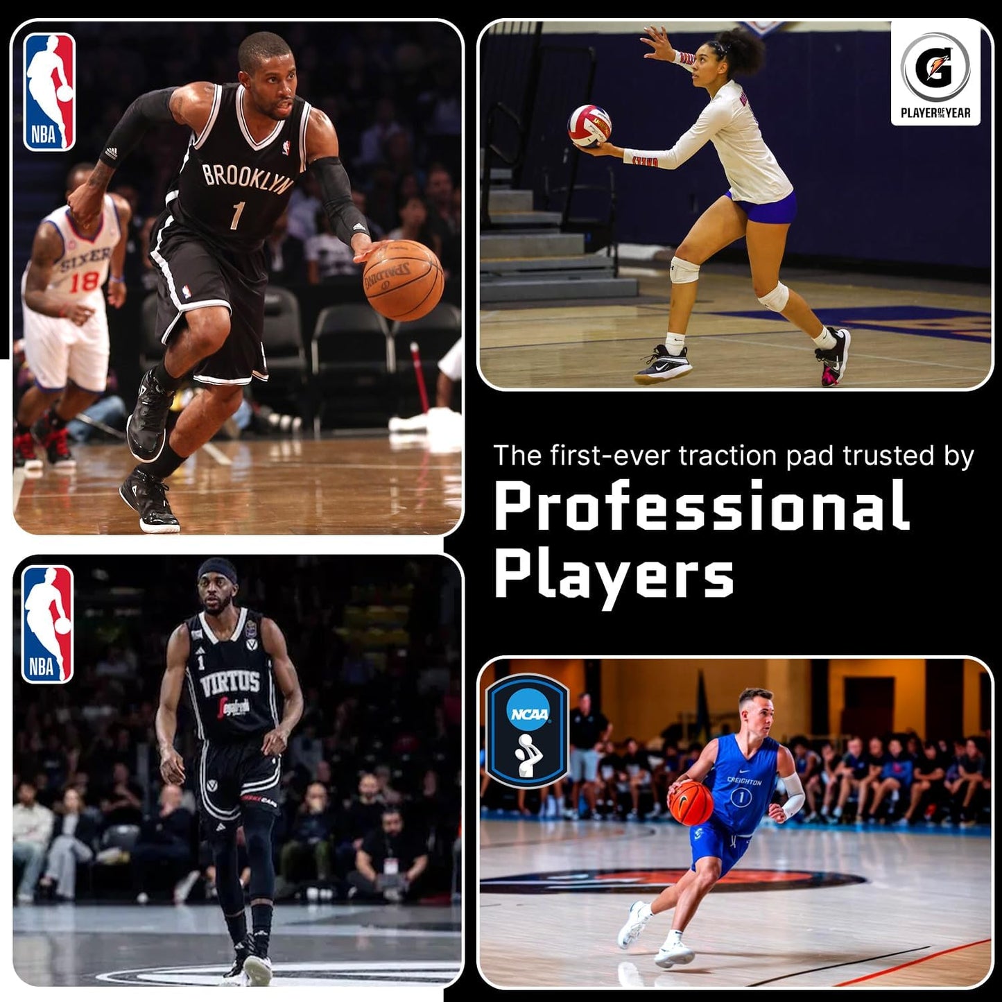 Portable Basketball & Volleyball Sticky Mat by Sola Athletics– Foldable, Reusable, Non-Slip Traction Board for Court Shoe Grip – Perfect for Hardwood Floors –60 Sticky Sheets