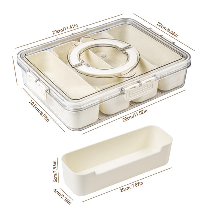 Bandesun Divided Serving Tray with Lid and Handle - Snackle Box Charcuterie Container for Portable Snack Platters - Clear Organizer for Candy, Fruits, Snacks，Nuts - Perfect (Pack of 2)