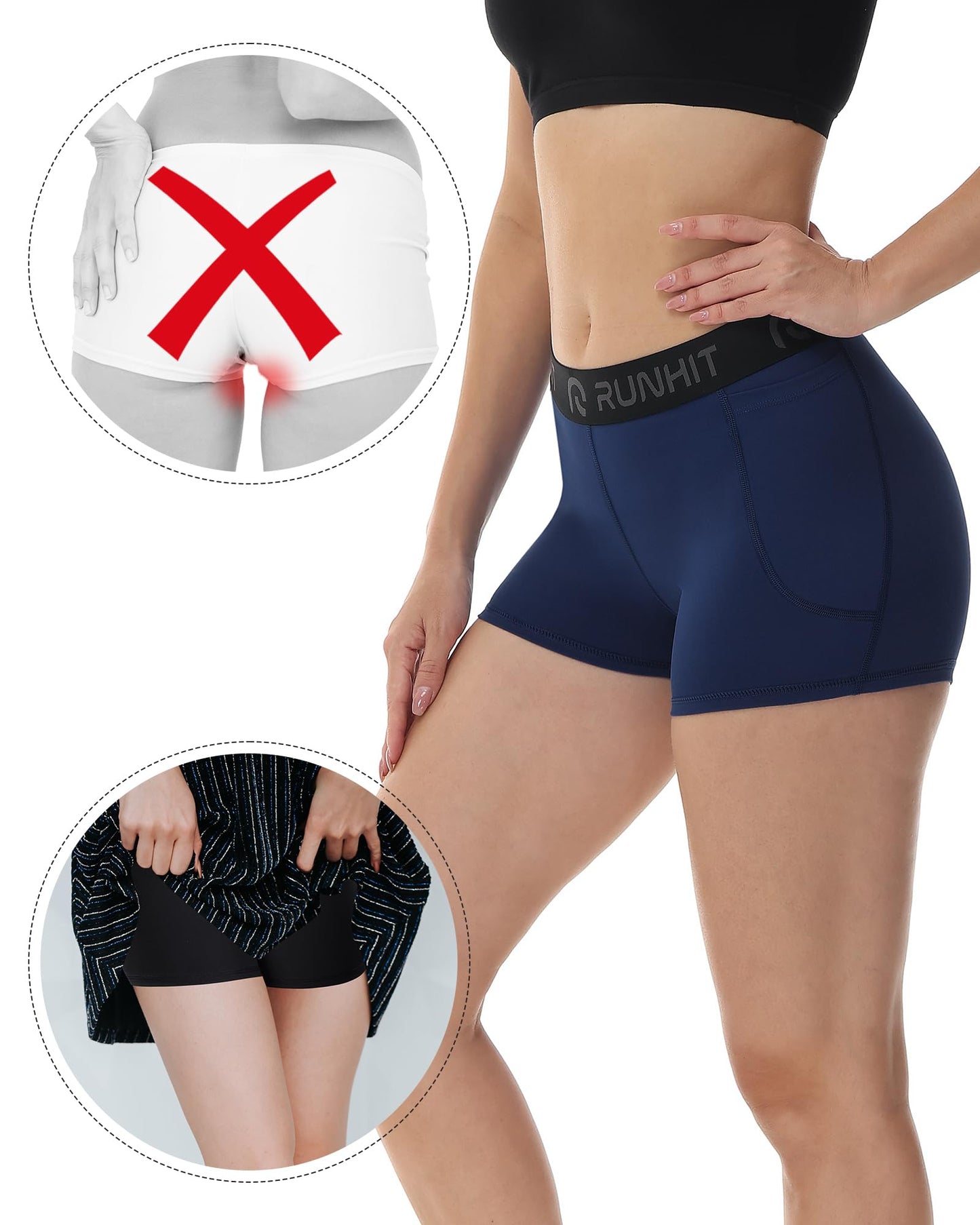 Runhit 3" Volleyball Shorts Womens 3 Pack Compression Shorts for Women Spandex Shorts Women Workout Athletic Yoga Gym