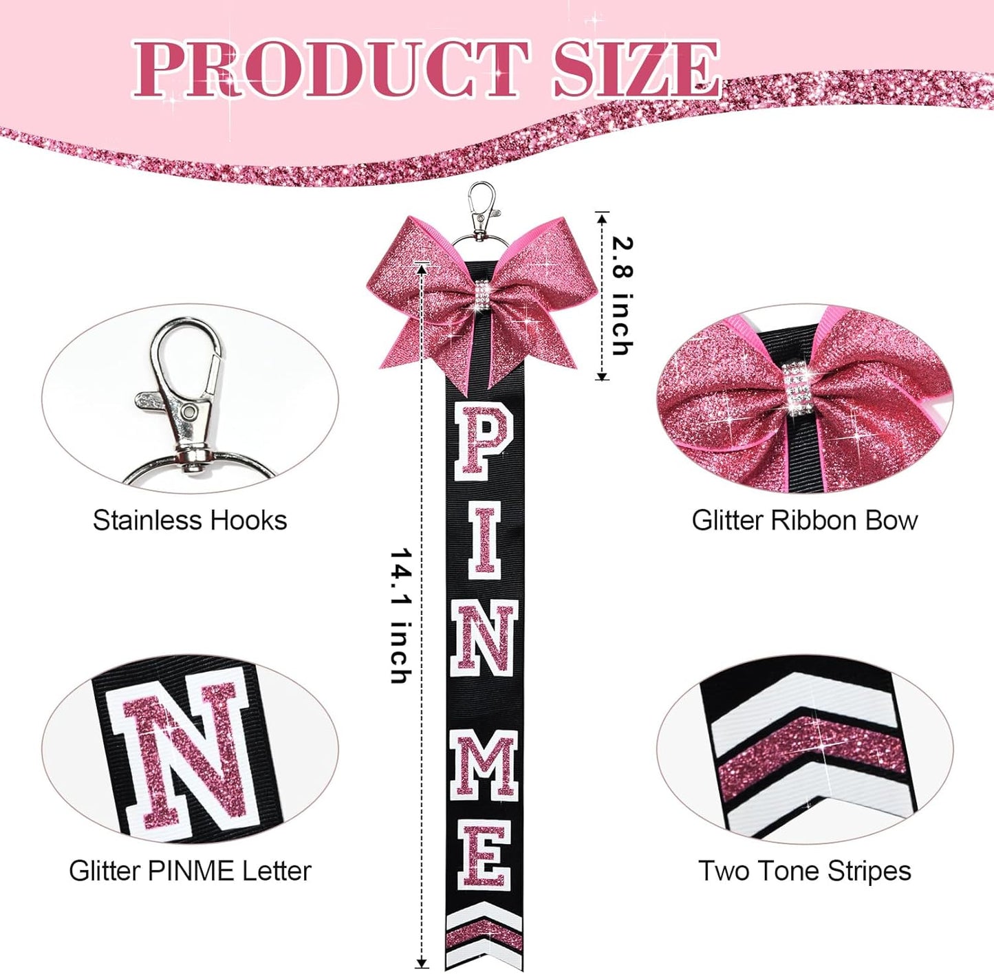 DEEKA Volleyball Pin Me Ribbon for Backpack Glitter Volleyball Keychain Bulk Volleyball Gifts