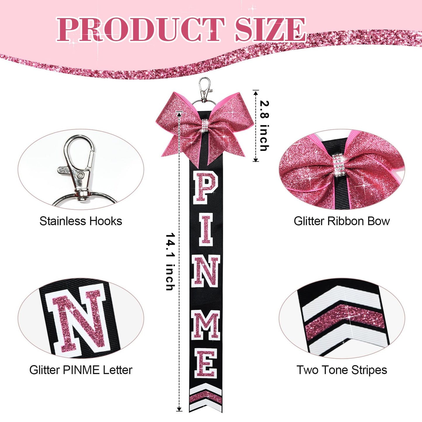 DEEKA Volleyball Pin Me Ribbon for Backpack Glitter Volleyball Keychain Bulk Volleyball Gifts