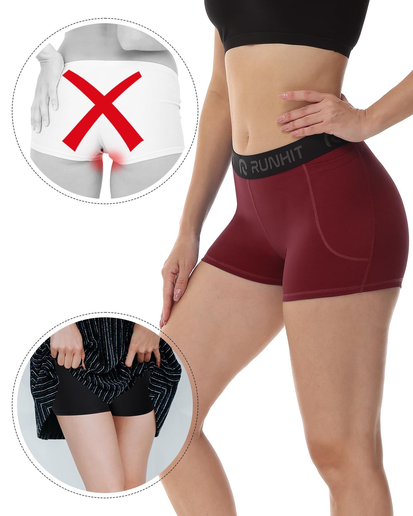 Runhit 3" Volleyball Shorts Womens 3 Pack Compression Shorts for Women Spandex Shorts Women Workout Athletic Yoga Gym