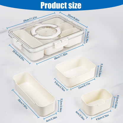 Bandesun Divided Serving Tray with Lid and Handle - Snackle Box Charcuterie Container for Portable Snack Platters - Clear Organizer for Candy, Fruits, Snacks，Nuts - Perfect (Pack of 2)