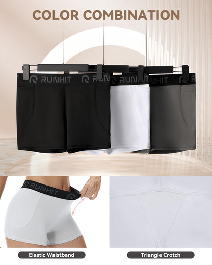 Runhit 3" Volleyball Shorts Womens 3 Pack Compression Shorts for Women Spandex Shorts Women Workout Athletic Yoga Gym