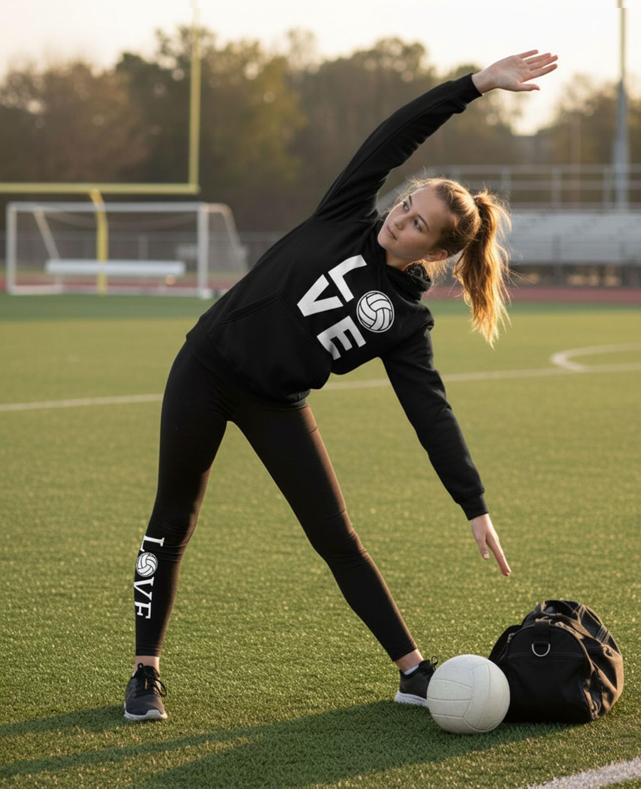 Tstars Volleyball Hoodie & Legging Set - Matching Outfit for Teen Girls & Women - Gifts for Players, Coaches & Fans