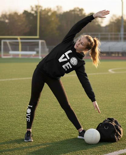 Tstars Volleyball Hoodie & Legging Set - Matching Outfit for Teen Girls & Women - Gifts for Players, Coaches & Fans