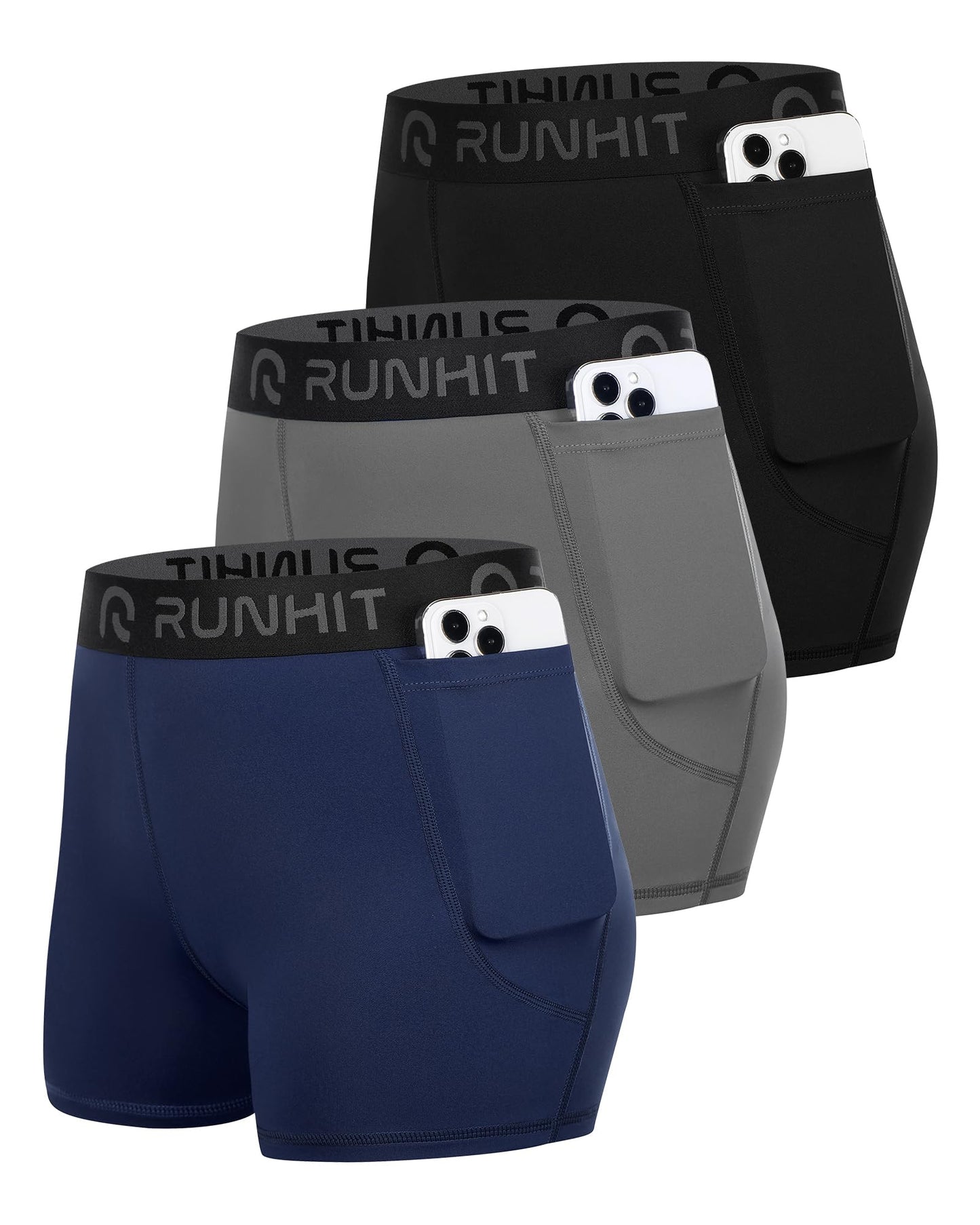 Runhit 3" Volleyball Shorts Womens 3 Pack Compression Shorts for Women Spandex Shorts Women Workout Athletic Yoga Gym