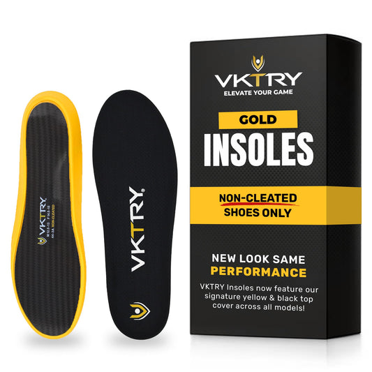 VKTRY Gold for Non-Cleated Shoes - Carbon Fiber Performance Insoles - Customized Athletic Inserts for Sports Basketball Volleyball Running & More | Shock Absorption US M10.5-11, W12.5-13, 171-220lbs