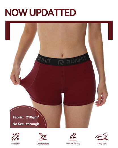 Runhit 3" Volleyball Shorts Womens 3 Pack Compression Shorts for Women Spandex Shorts Women Workout Athletic Yoga Gym