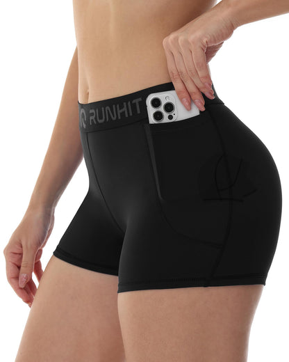 Runhit 3" Volleyball Shorts Womens 3 Pack Compression Shorts for Women Spandex Shorts Women Workout Athletic Yoga Gym
