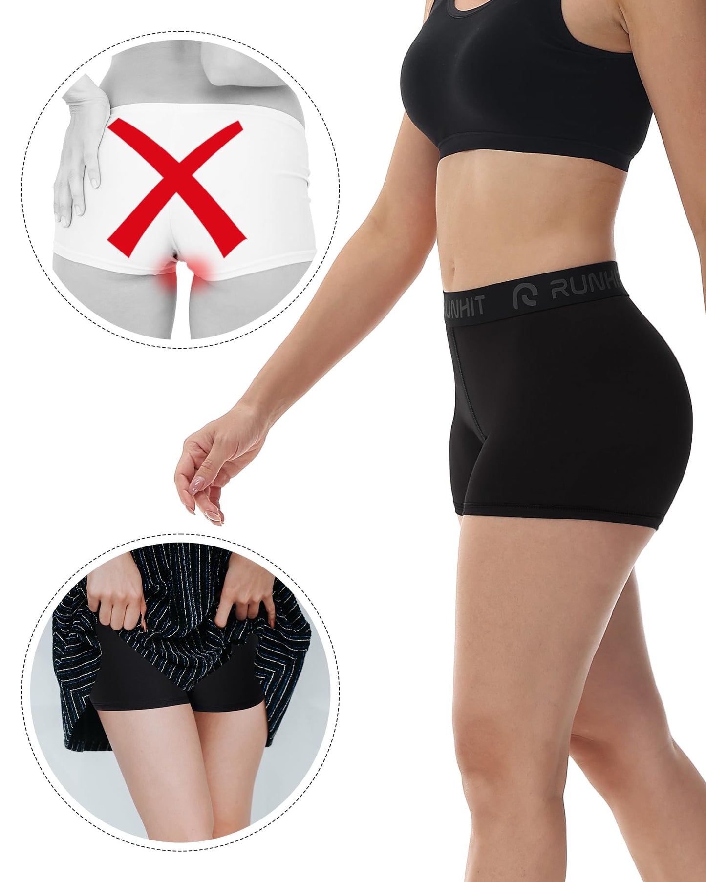 Runhit 3" Volleyball Shorts Womens 3 Pack Compression Shorts for Women Spandex Shorts Women Workout Athletic Yoga Gym