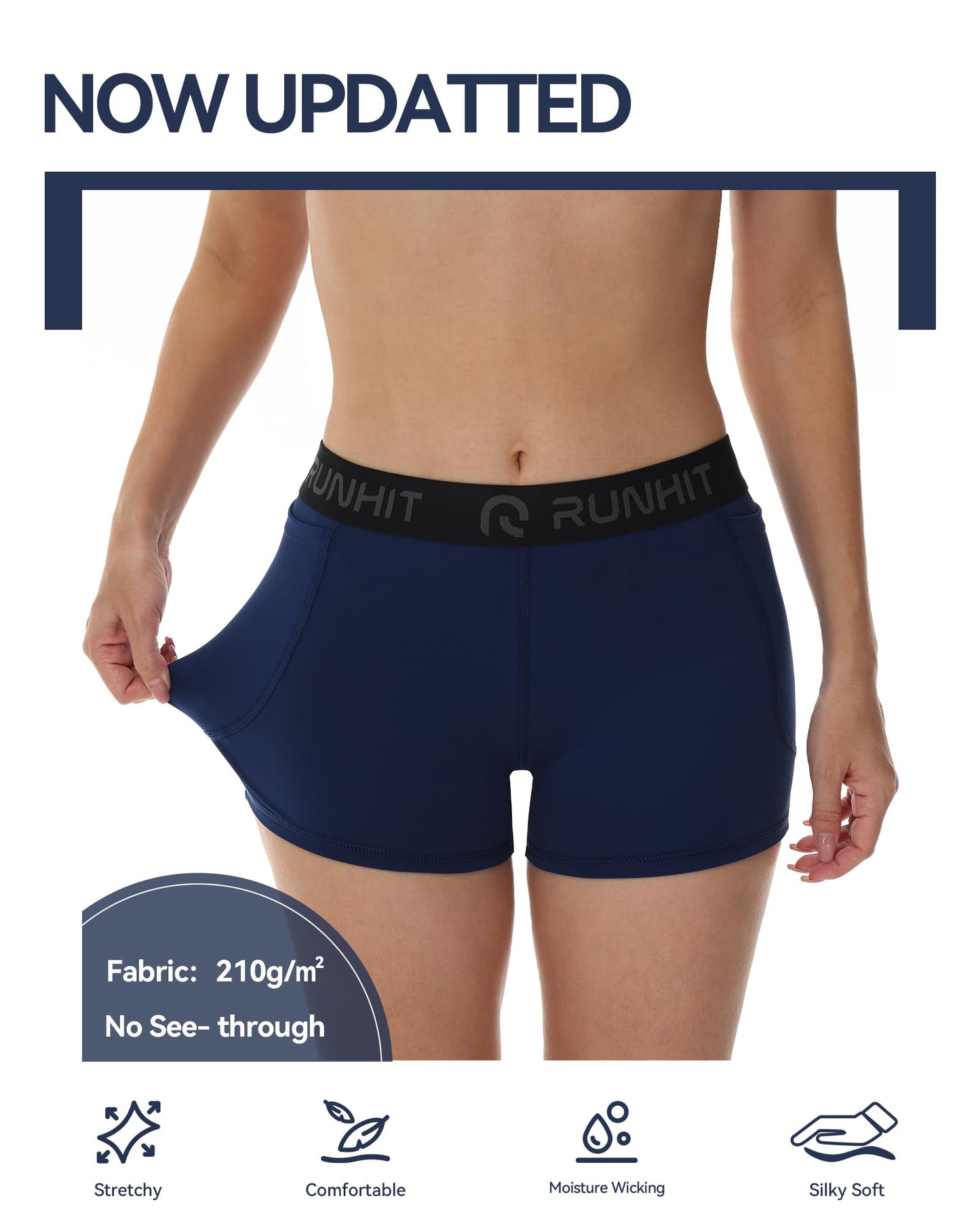 Runhit 3" Volleyball Shorts Womens 3 Pack Compression Shorts for Women Spandex Shorts Women Workout Athletic Yoga Gym