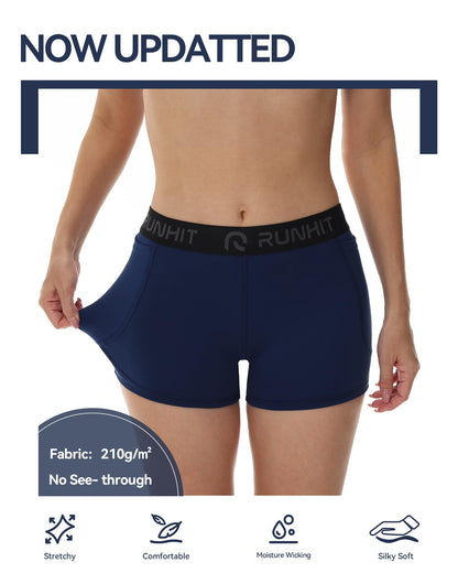 Runhit 3" Volleyball Shorts Womens 3 Pack Compression Shorts for Women Spandex Shorts Women Workout Athletic Yoga Gym