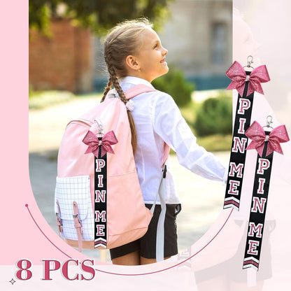 DEEKA Volleyball Pin Me Ribbon for Backpack Glitter Volleyball Keychain Bulk Volleyball Gifts