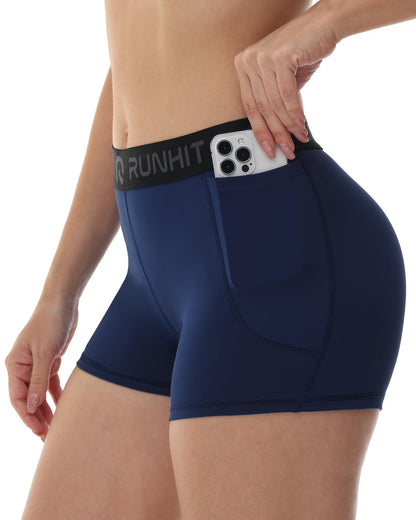 Runhit 3" Volleyball Shorts Womens 3 Pack Compression Shorts for Women Spandex Shorts Women Workout Athletic Yoga Gym