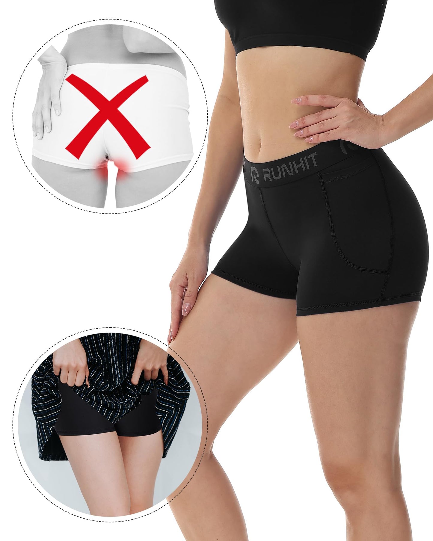 Runhit 3" Volleyball Shorts Womens 3 Pack Compression Shorts for Women Spandex Shorts Women Workout Athletic Yoga Gym