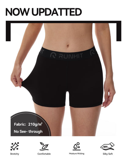 Runhit 3" Volleyball Shorts Womens 3 Pack Compression Shorts for Women Spandex Shorts Women Workout Athletic Yoga Gym