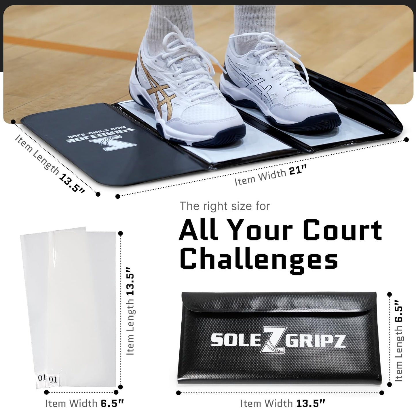Portable Basketball & Volleyball Sticky Mat by Sola Athletics– Foldable, Reusable, Non-Slip Traction Board for Court Shoe Grip – Perfect for Hardwood Floors –60 Sticky Sheets