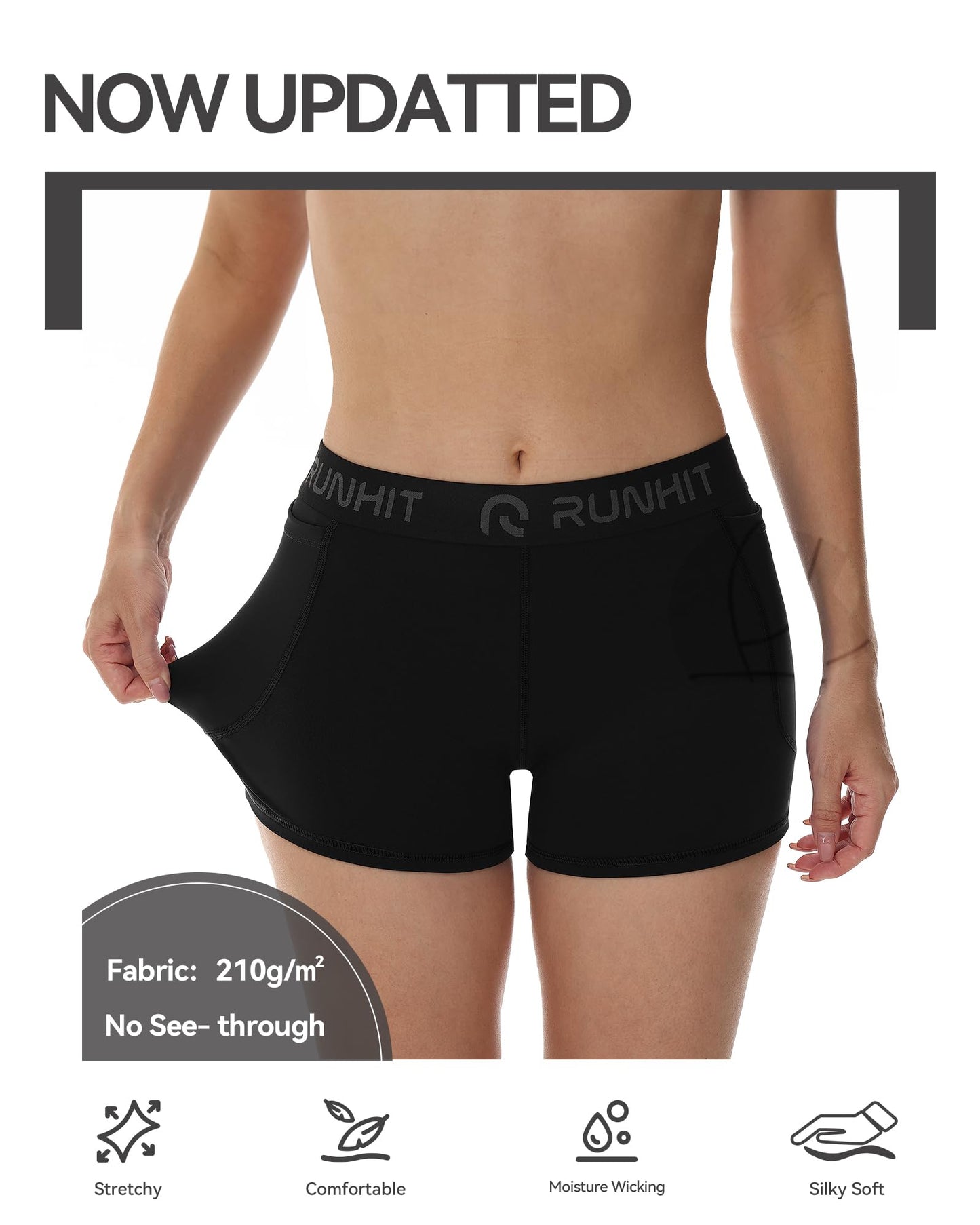 Runhit 3" Volleyball Shorts Womens 3 Pack Compression Shorts for Women Spandex Shorts Women Workout Athletic Yoga Gym