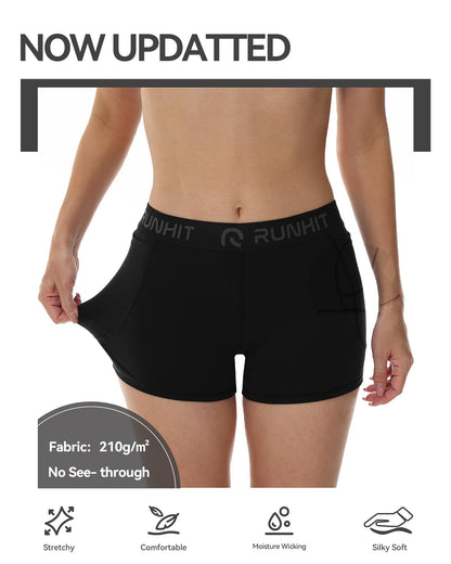 Runhit 3" Volleyball Shorts Womens 3 Pack Compression Shorts for Women Spandex Shorts Women Workout Athletic Yoga Gym