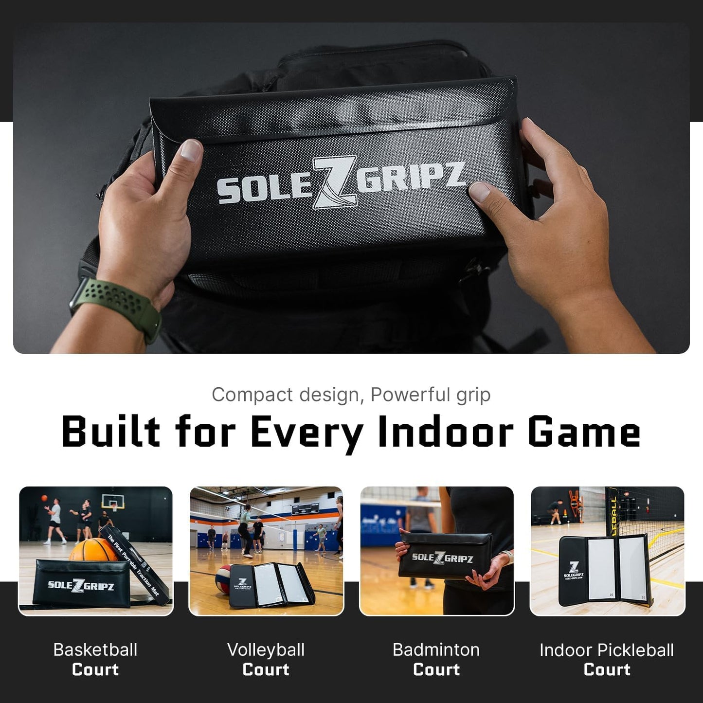 Portable Basketball & Volleyball Sticky Mat by Sola Athletics– Foldable, Reusable, Non-Slip Traction Board for Court Shoe Grip – Perfect for Hardwood Floors –60 Sticky Sheets