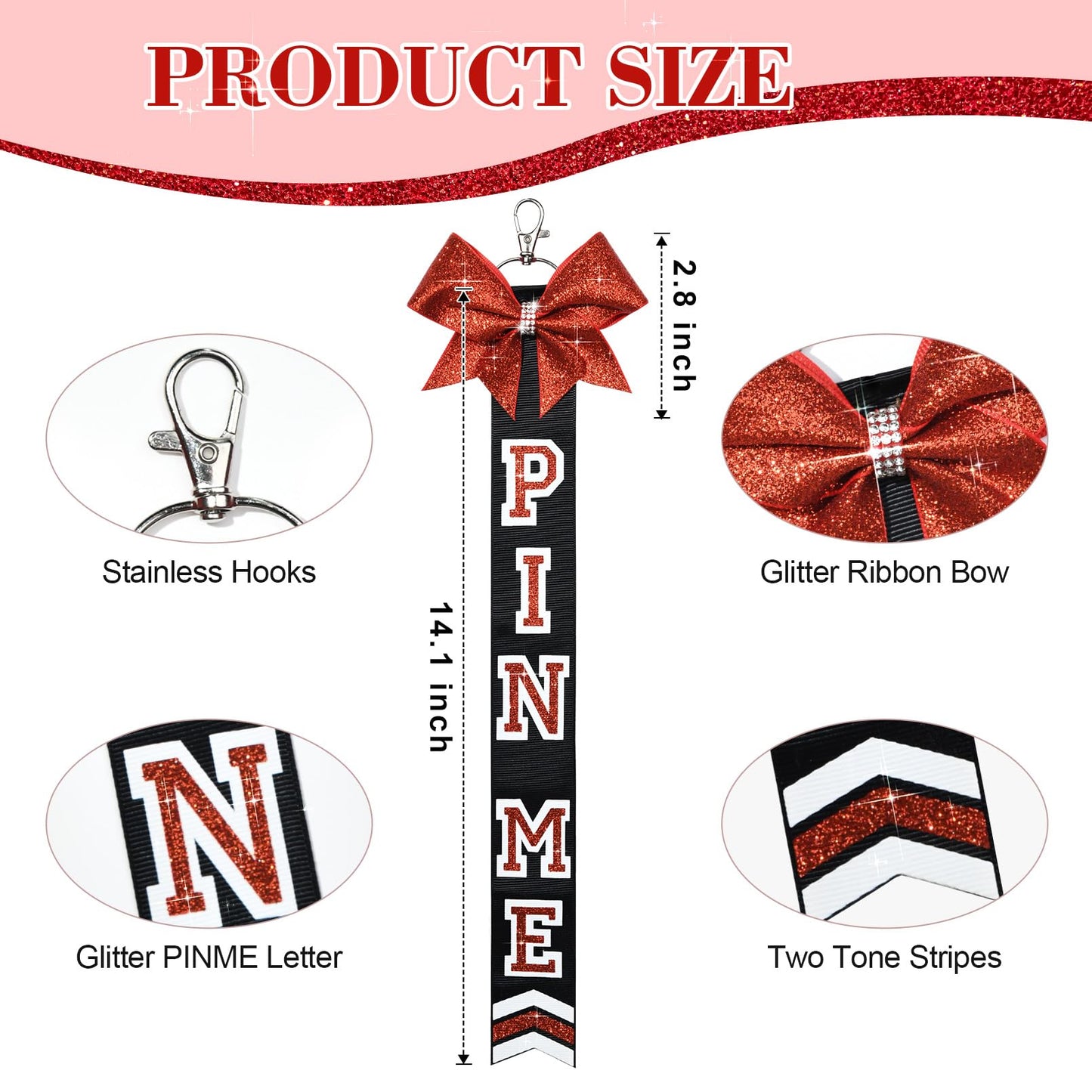 DEEKA Volleyball Pin Me Ribbon for Backpack Glitter Volleyball Keychain Bulk Volleyball Gifts