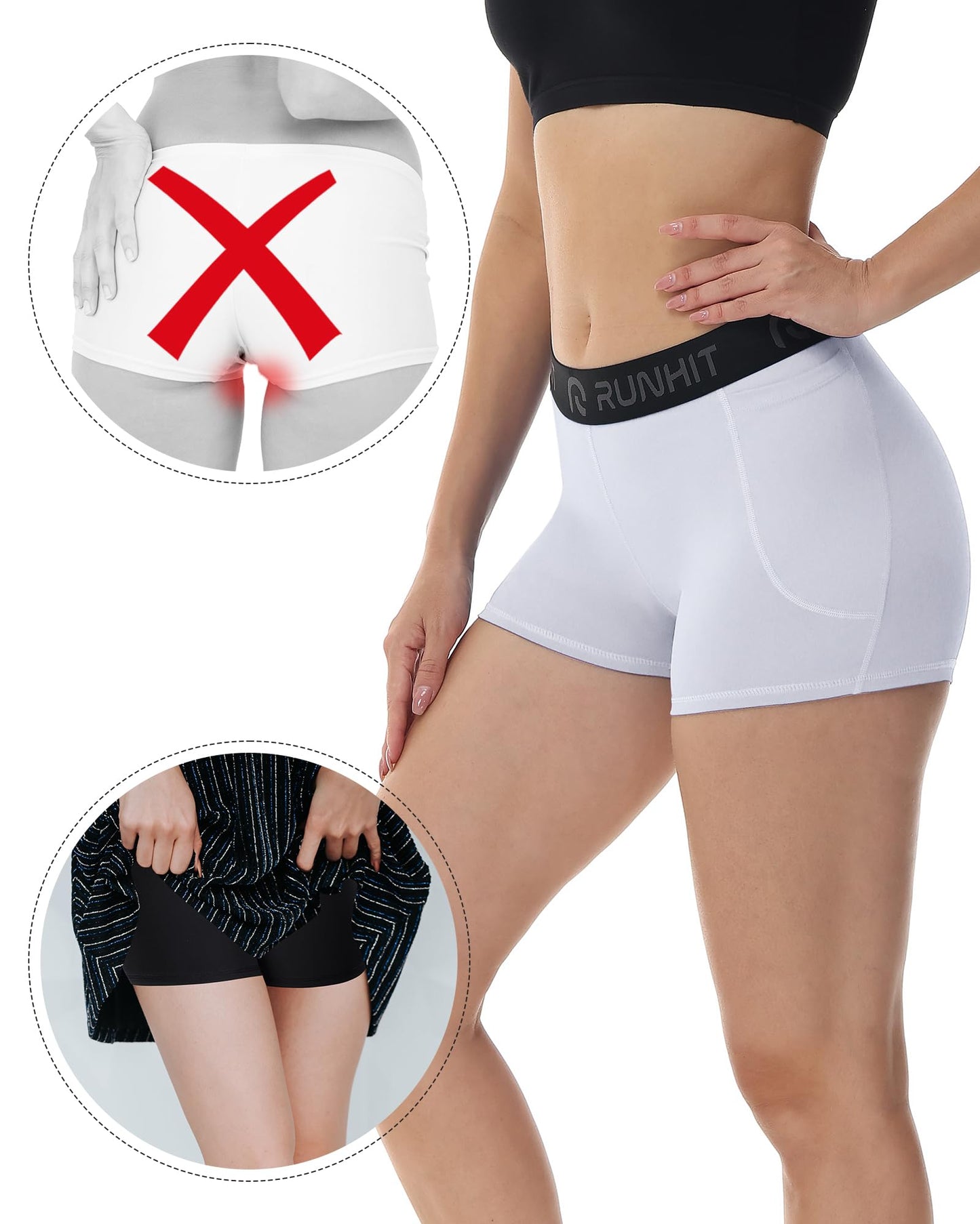 Runhit 3" Volleyball Shorts Womens 3 Pack Compression Shorts for Women Spandex Shorts Women Workout Athletic Yoga Gym