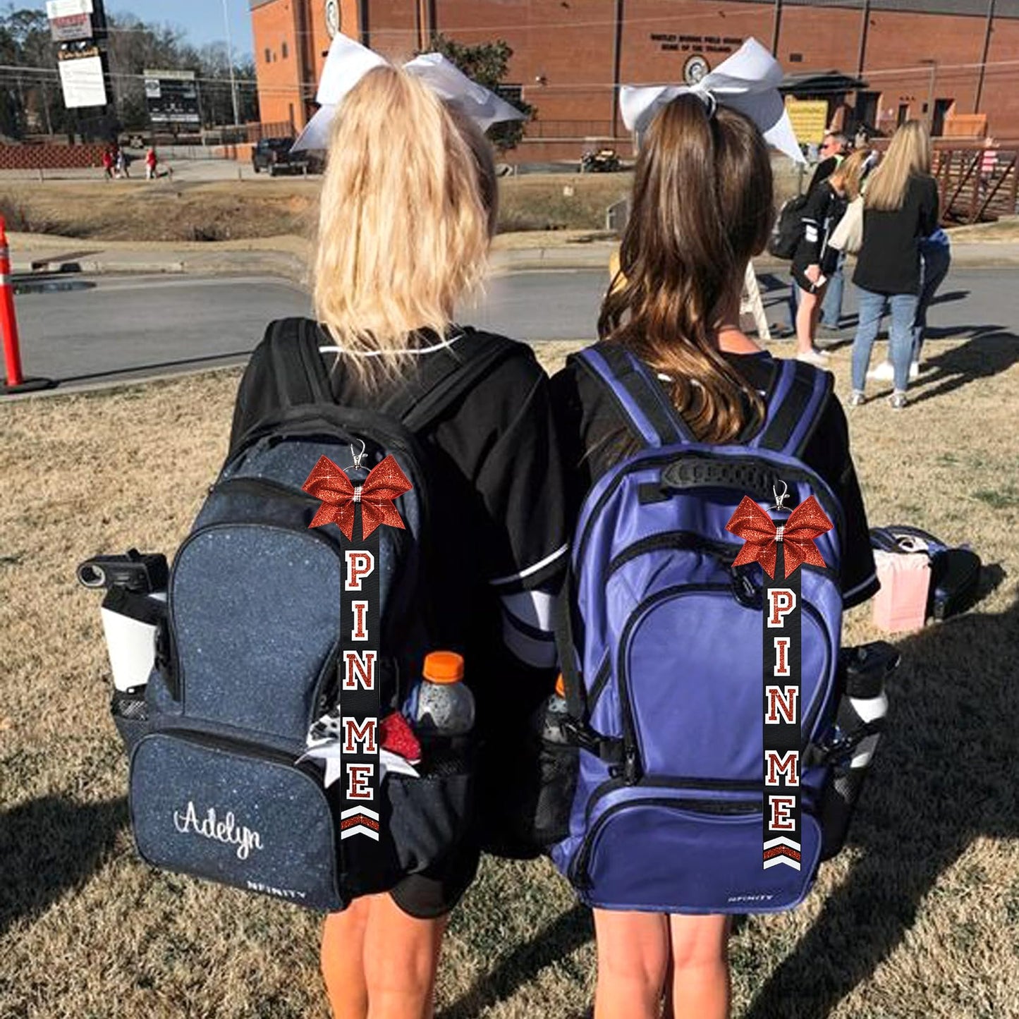 DEEKA Volleyball Pin Me Ribbon for Backpack Glitter Volleyball Keychain Bulk Volleyball Gifts