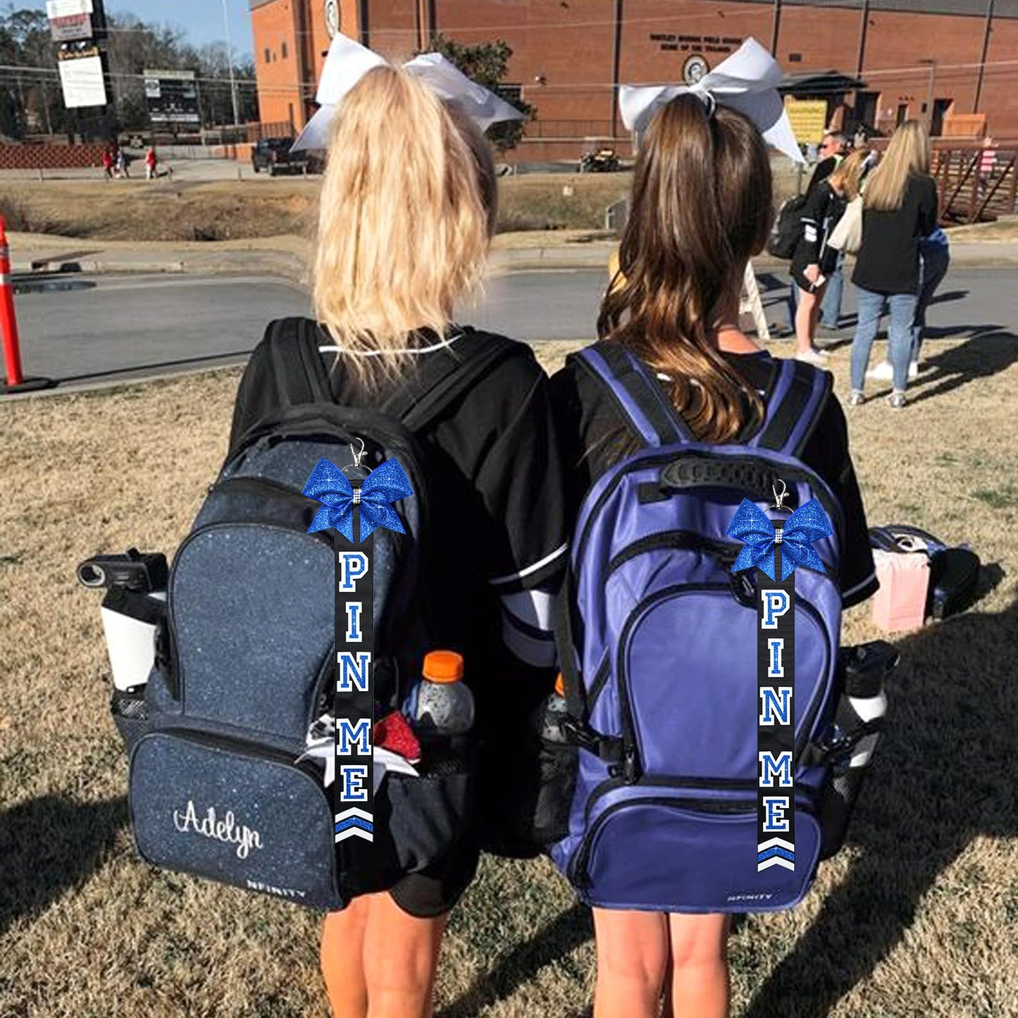 DEEKA Volleyball Pin Me Ribbon for Backpack Glitter Volleyball Keychain Bulk Volleyball Gifts