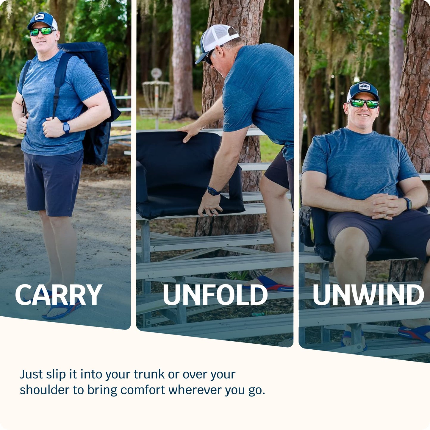 Alpcour Stadium Seats with Back Support for Bleachers – Wide Bleacher Chairs with Thick Padded Cushion, Armrests, Side Pockets, & Shoulder Straps – Best Portable Seat Chair for Sports Events