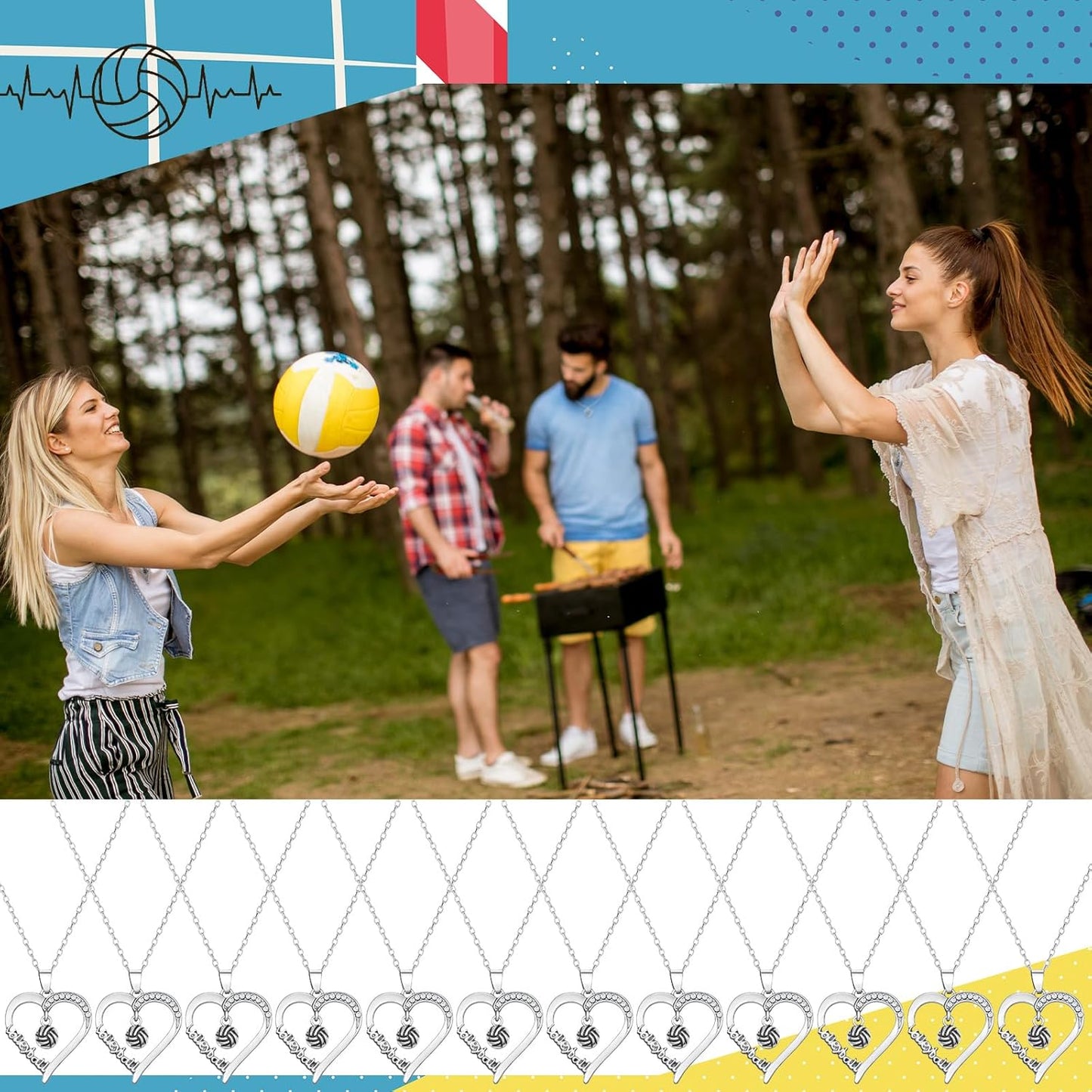 Quelay Sports Necklaces Bulk Team Valentine Gift, Jewelry Pendant Charm for Women Coach Party Favors