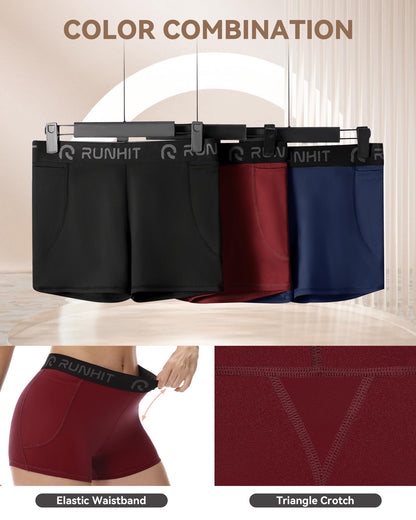 Runhit 3" Volleyball Shorts Womens 3 Pack Compression Shorts for Women Spandex Shorts Women Workout Athletic Yoga Gym