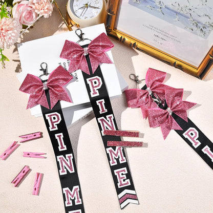 DEEKA Volleyball Pin Me Ribbon for Backpack Glitter Volleyball Keychain Bulk Volleyball Gifts