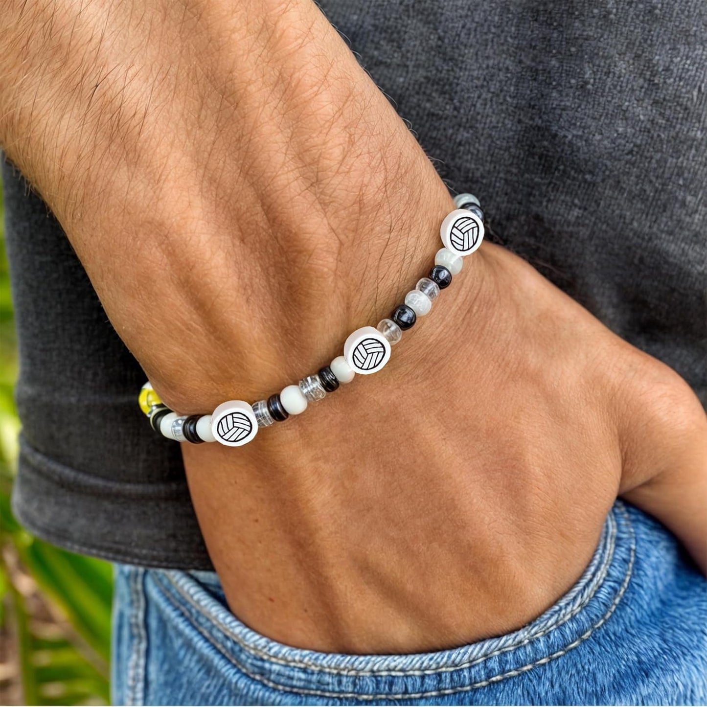 100 Pieces Volleyball Beads 9mm/0.35'' Sport Ball Soft Spacer Charms Handmade Polymer Clay for DIY Necklace, Bracelet, Jewelry, Earring, Hair Clip Crafts Making Supplies Decoration Accessories