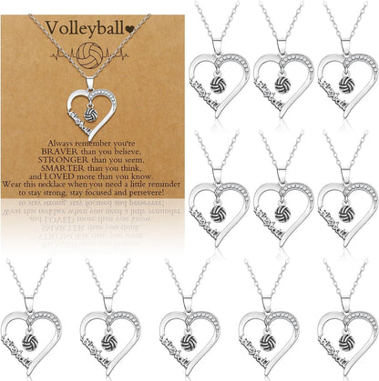 Quelay Sports Necklaces Bulk Team Valentine Gift, Jewelry Pendant Charm for Women Coach Party Favors