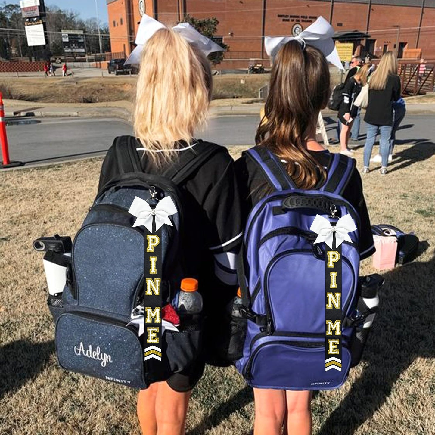 DEEKA Volleyball Pin Me Ribbon for Backpack Glitter Volleyball Keychain Bulk Volleyball Gifts