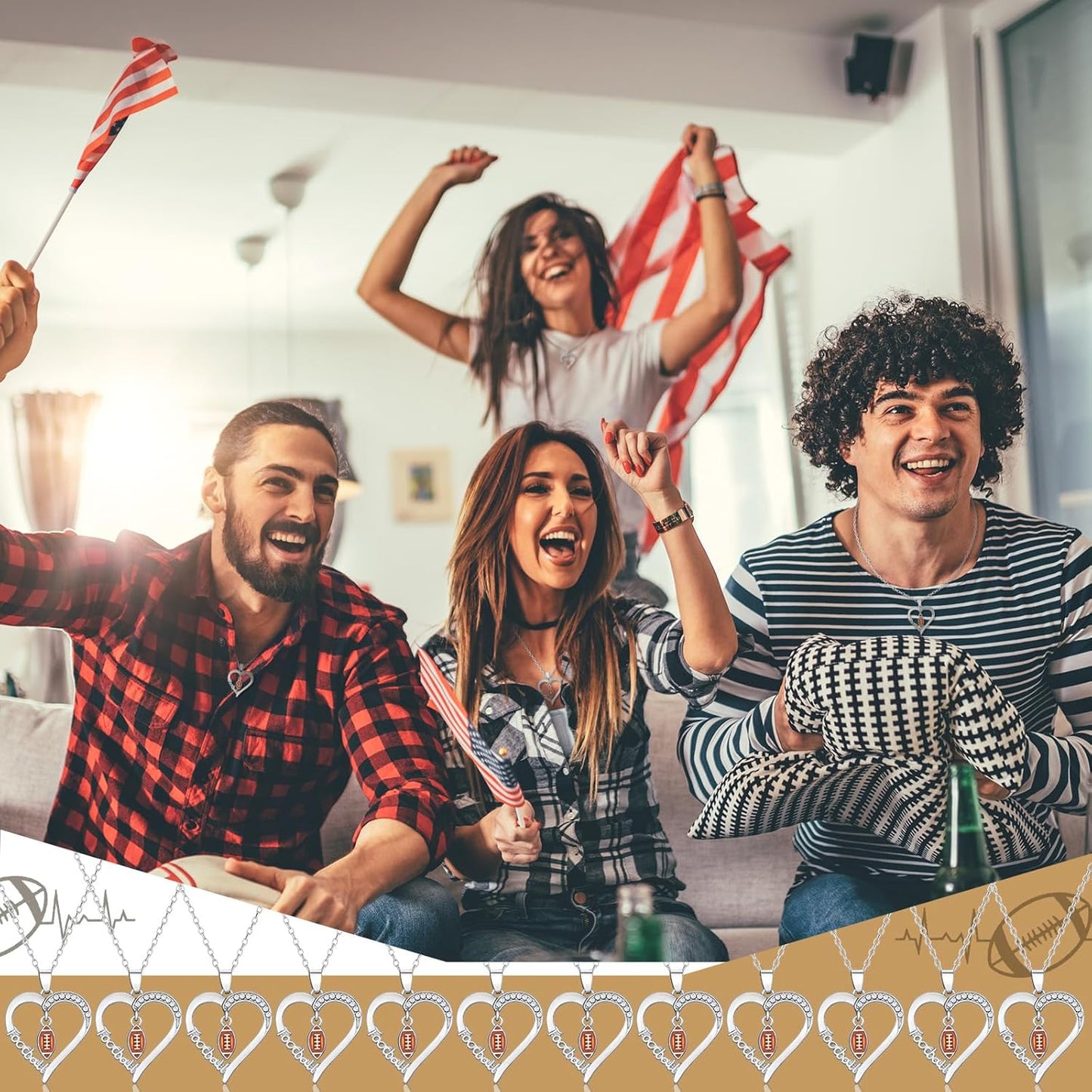 Quelay Sports Necklaces Bulk Team Valentine Gift, Jewelry Pendant Charm for Women Coach Party Favors