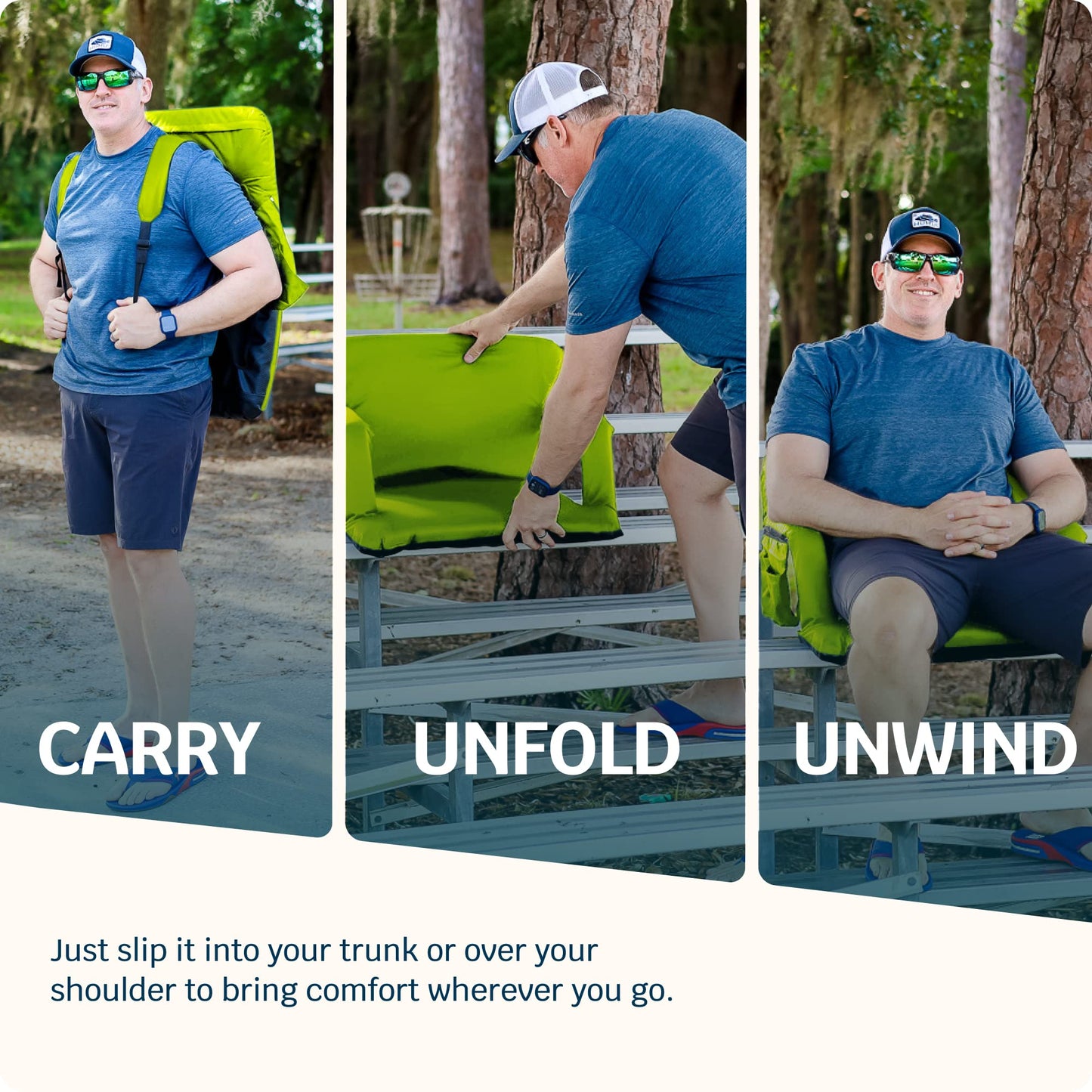 Alpcour Stadium Seats with Back Support for Bleachers – Wide Bleacher Chairs with Thick Padded Cushion, Armrests, Side Pockets, & Shoulder Straps – Best Portable Seat Chair for Sports Events